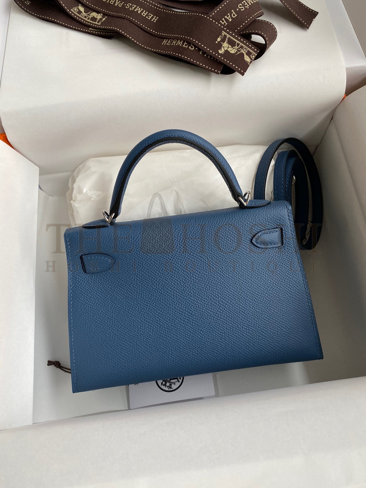 H**me5 Kelly Mini II Sellier Handmade Bag In Blue Agate Epsom Calfskin Master Quality