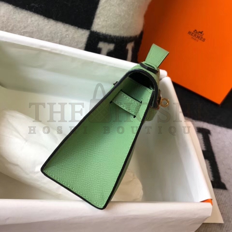 H**me5 Kelly Pochette Bag In Vert Criquet Epsom Leather Master Quality