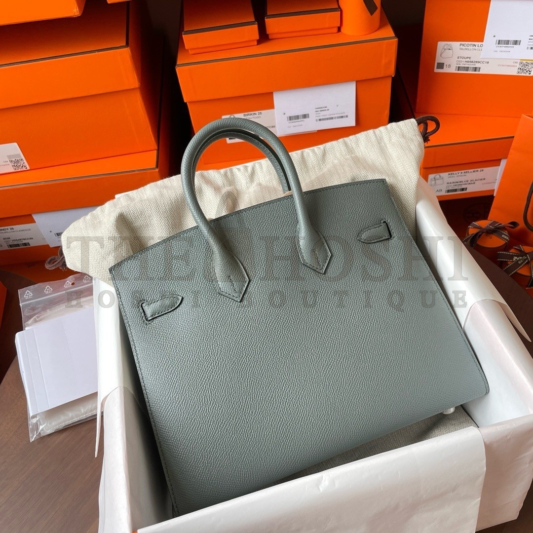 H**me5 Birkin 25 Sellier Handmade Bag In Vert Amanda Epsom Calfskin Master Quality