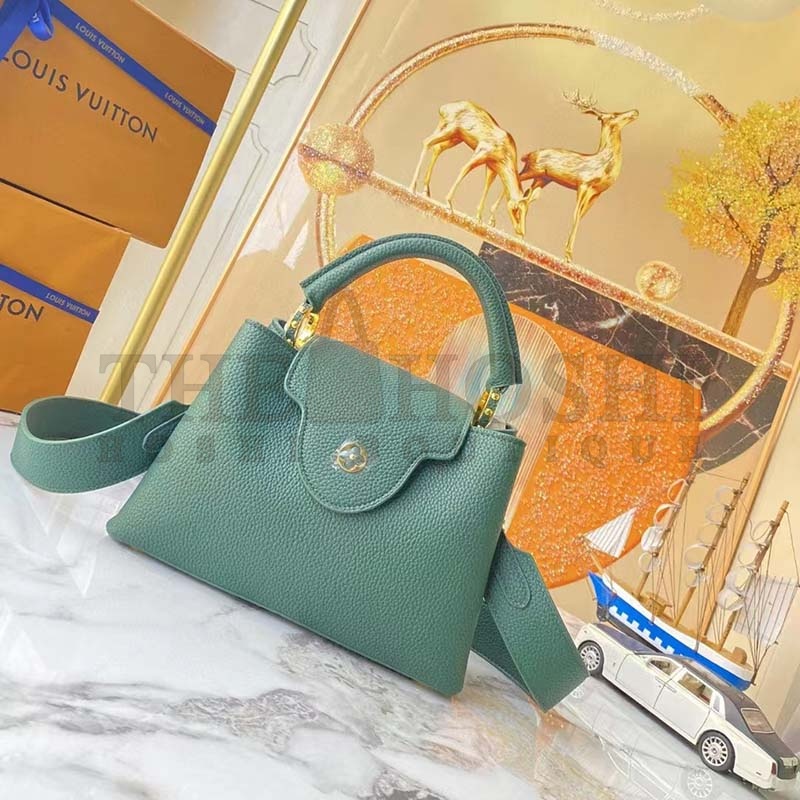L0vis Vvtt0n LV Women Capucines BB Handbag Green Taurillon Leather Master Quality