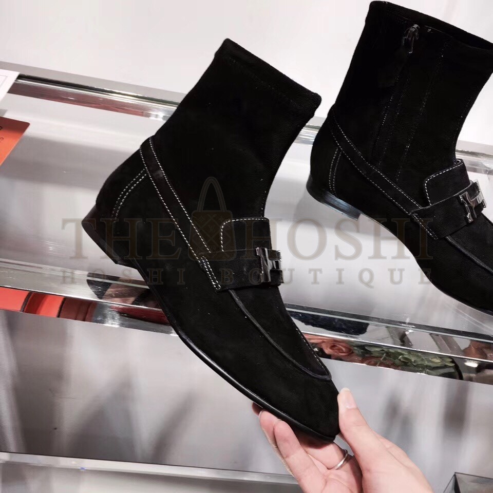 H**me5 Black Suede Saint Honore Ankle Boots Master Quality