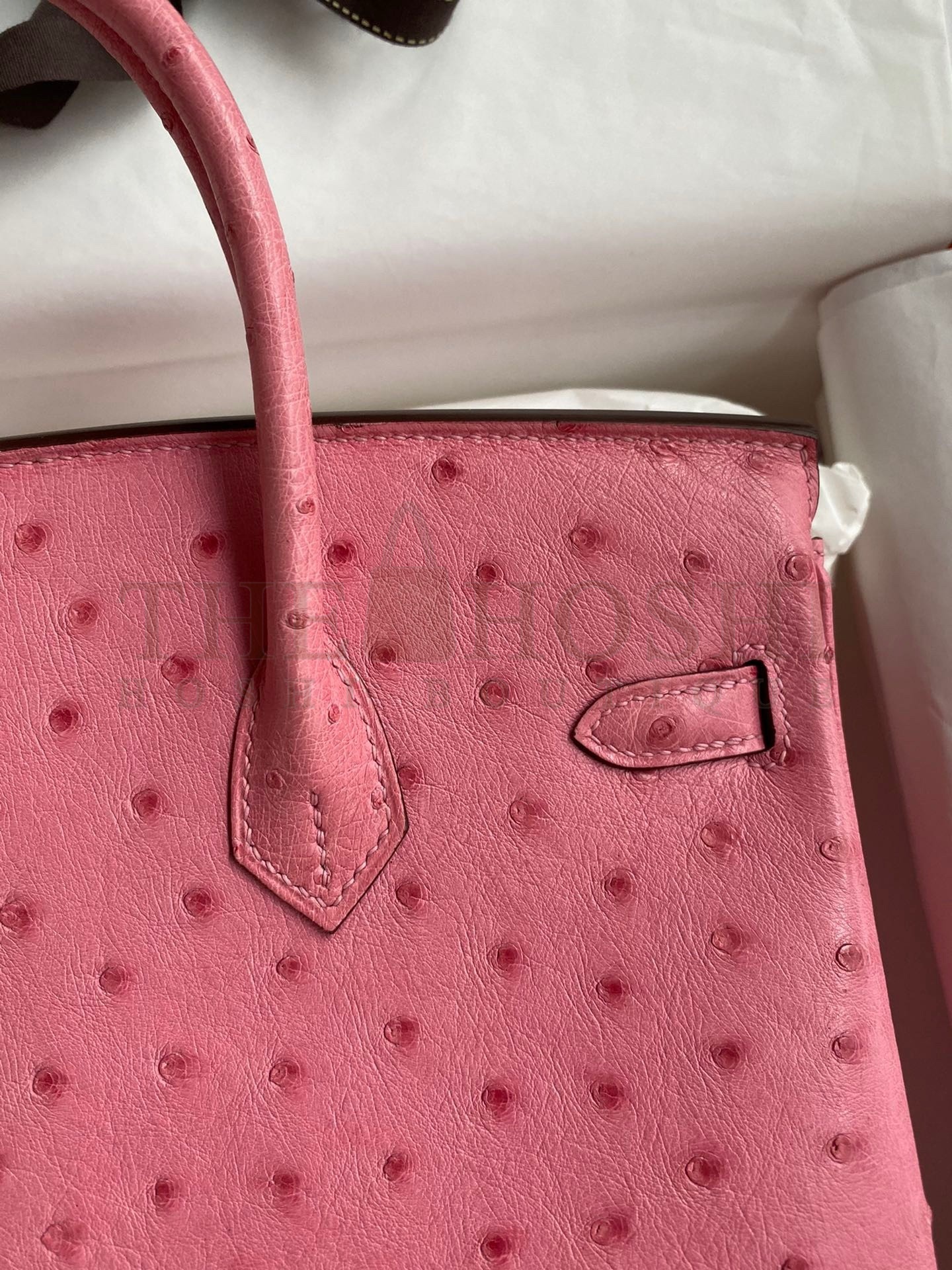 H**me5 Birkin 25 Retourne Handmade Bag In Pink Ostrich Leather Master Quality