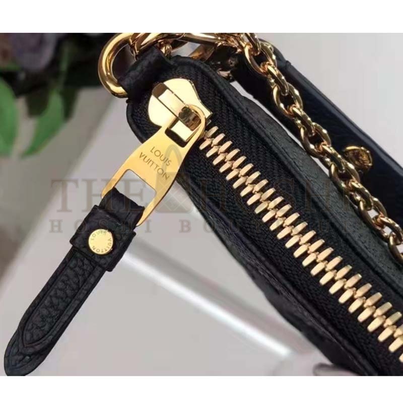 L0vis Vvtt0n LV Women Easy Pouch On Strap Black Monogram S*pple Grained Cowhide Master Quality