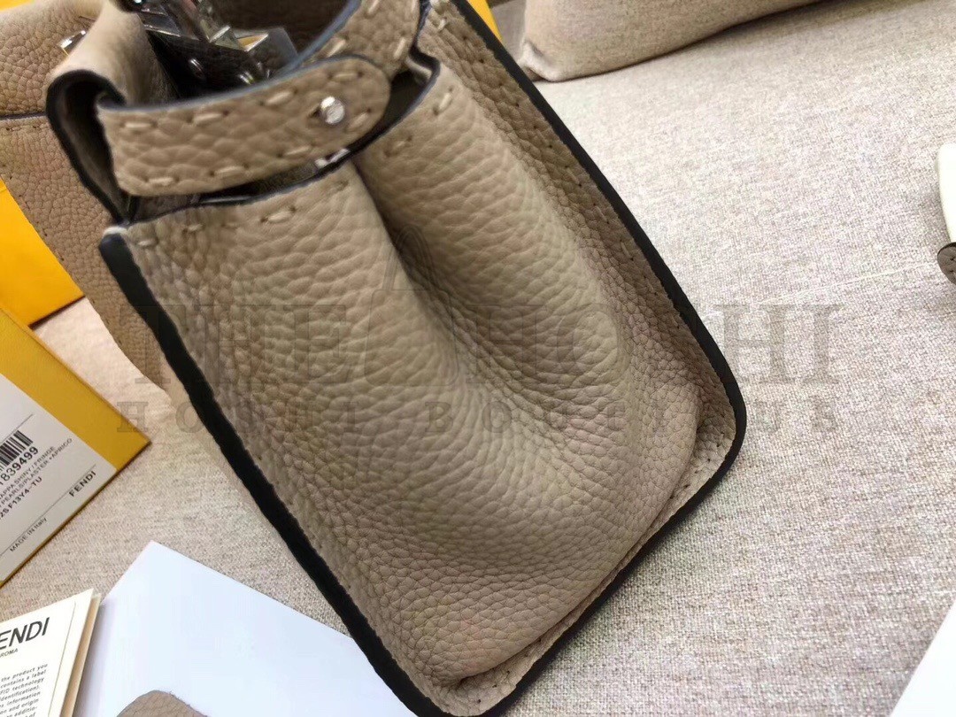 F**di Peekaboo Mini Selleria Grey Bag with Python Leather Handle Master Quality