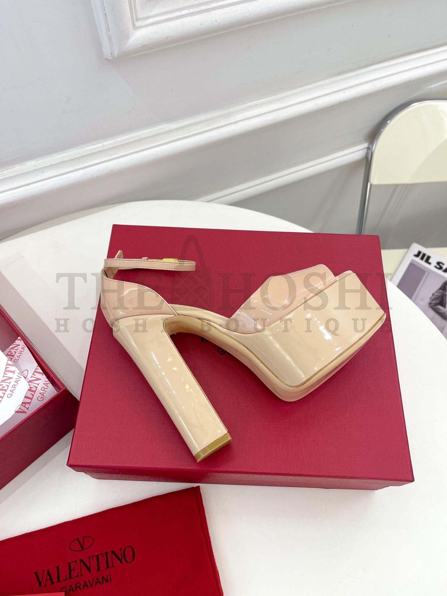 Va1e*ntin0 Tan-Go Platform Sandals 155mm In Rose Cannelle Patent Leather Master Quality