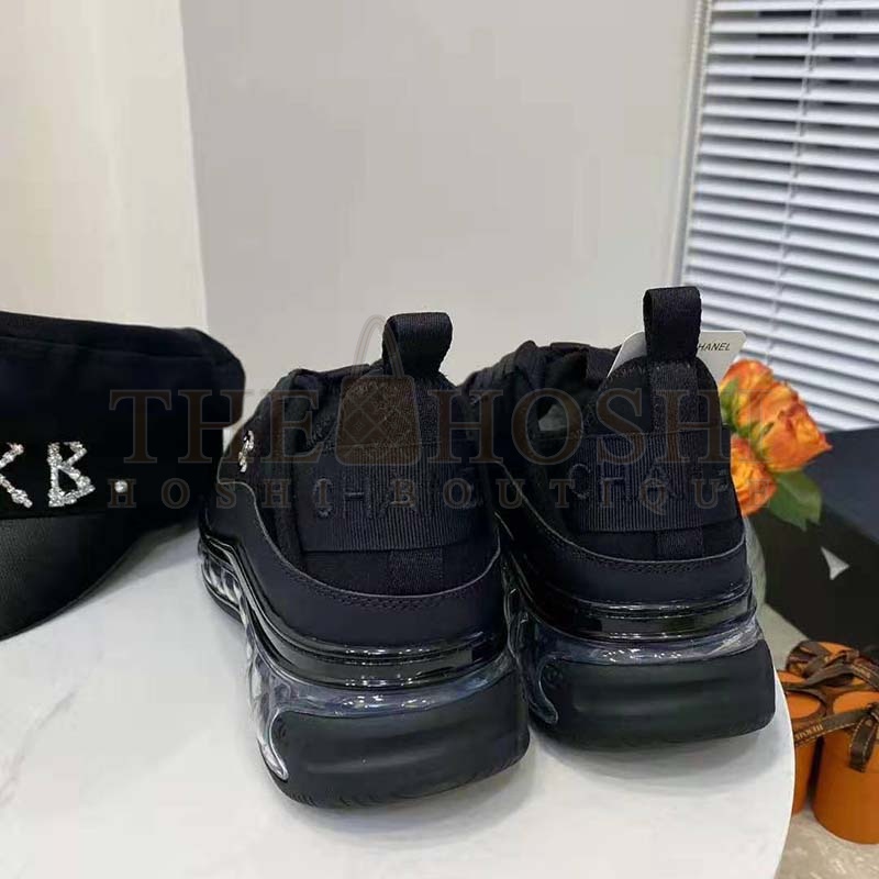 Ch**el Women Sneakers Suede Calfskin Velvet & Grosgrain Black Master Quality