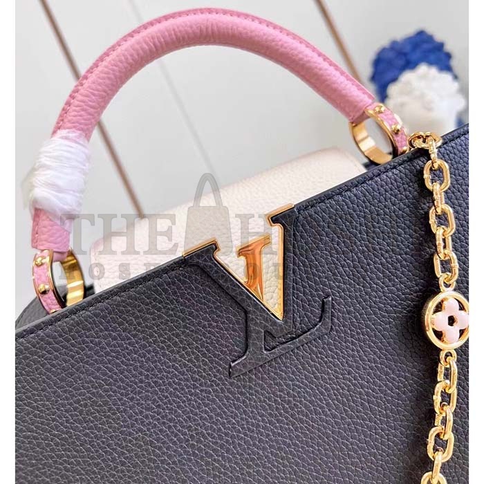 L0vis Vvtt0n LV Women Capucines MM Handbag Black Pink Taurillon Leather Master Quality