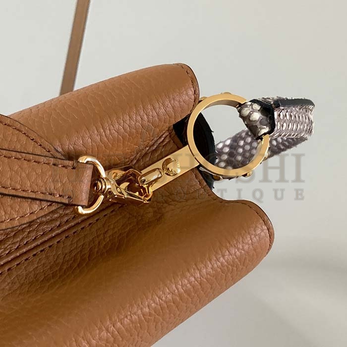 L0vis Vvtt0n LV Women Capucines BB Handbag Brown Taurillon Python Skin Leather Master Quality