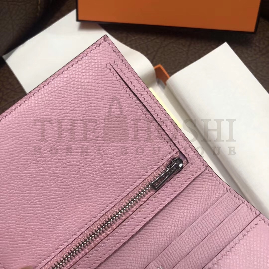 H**me5 Bearn Compact Wallet In Pink Epsom Leather Master Quality