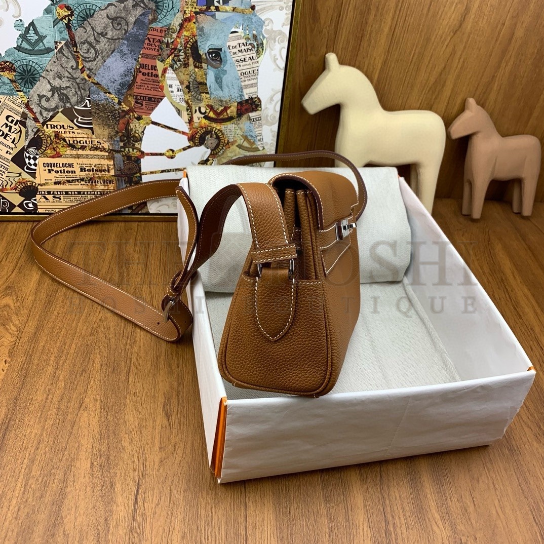 H**me5 Kelly Messenger Bag in Gold Clemence Leather Master Quality