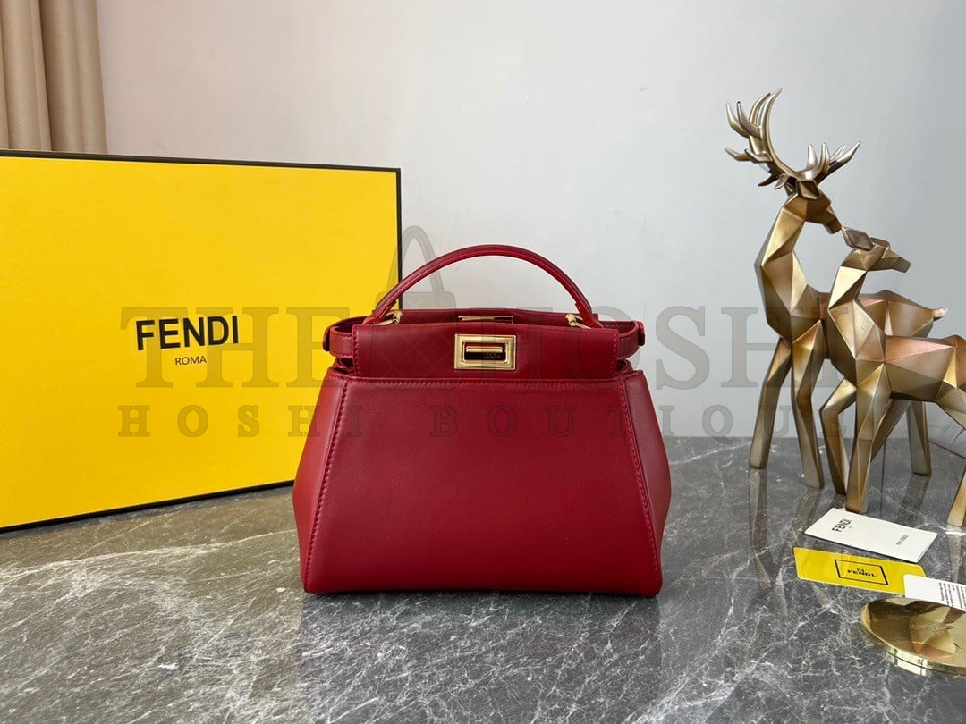 F**di Peekaboo Mini Bag In Red Nappa Leather Master Quality