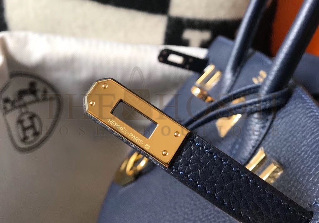 H**me5 Birkin 25cm Bag In Navy Blue Clemence Leather Master Quality
