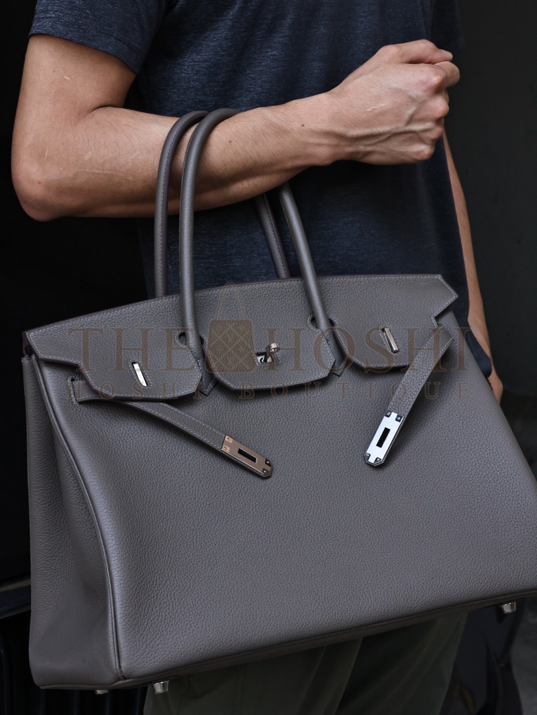 H**me5  Birkin 40 in Togo leather with a Tarnished Grey  bag Master Quality