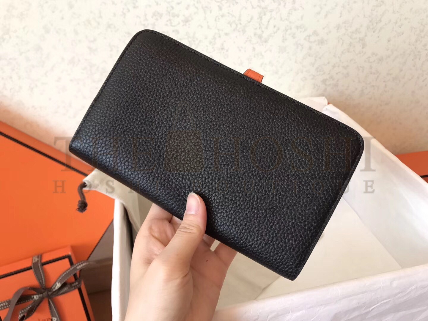 H**me5 Bicolor Dogon Duo Wallet In Black/Orange Leather Master Quality
