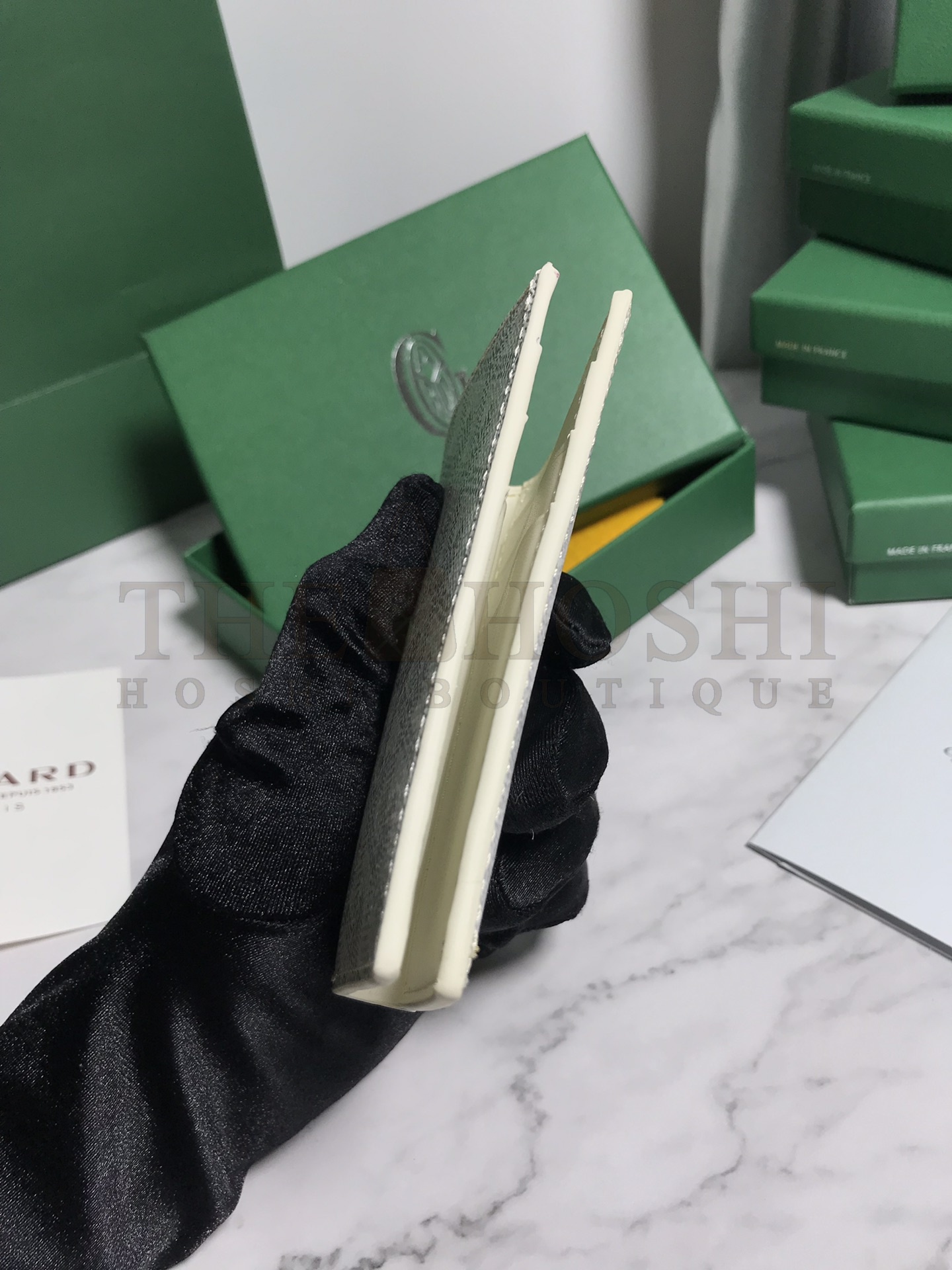 G09ard Bifold Card Holder Wallet Grey G09ardine Canvas Leather Master Quality