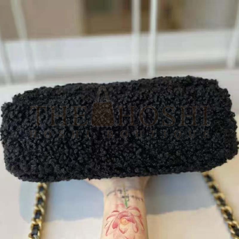 Ch**el Women Ch**el 19 Large Flap Bag Tweed Gold-Silver-Tone & Ruthenium-Finish Metal Black Master Quality