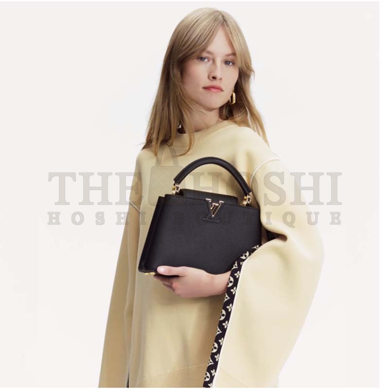 L0vis Vvtt0n LV Women Capucines BB Handbag Black Taurillon Leather Snap Hook Master Quality