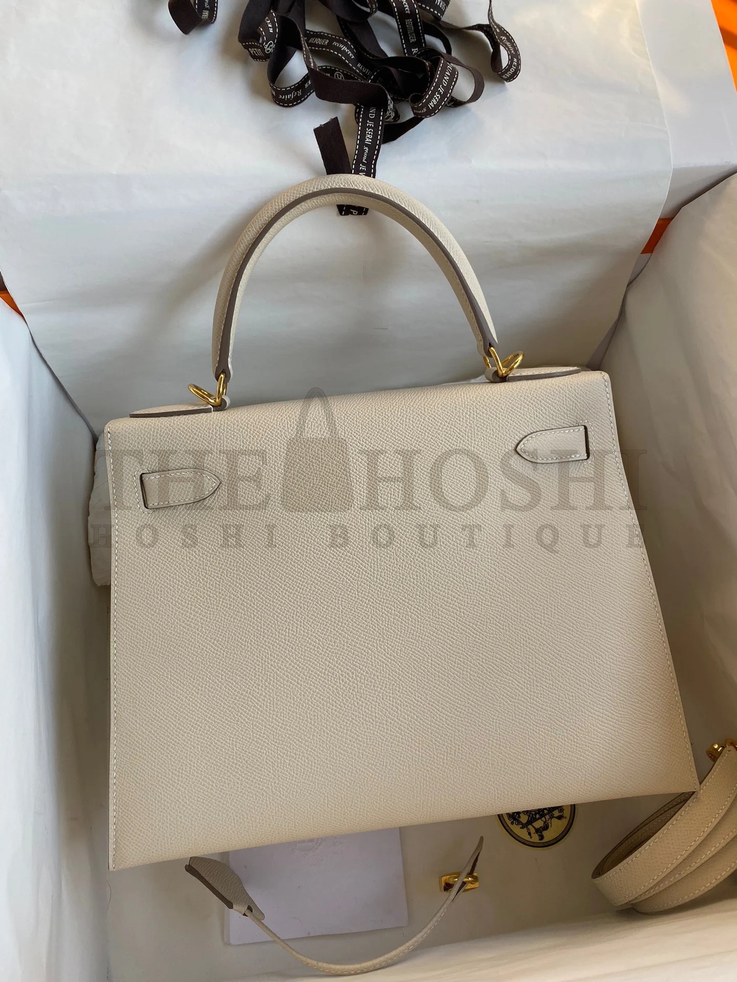 H**me5 Kelly Sellier 28 Handmade Bag In Craie Epsom Calfskin Master Quality