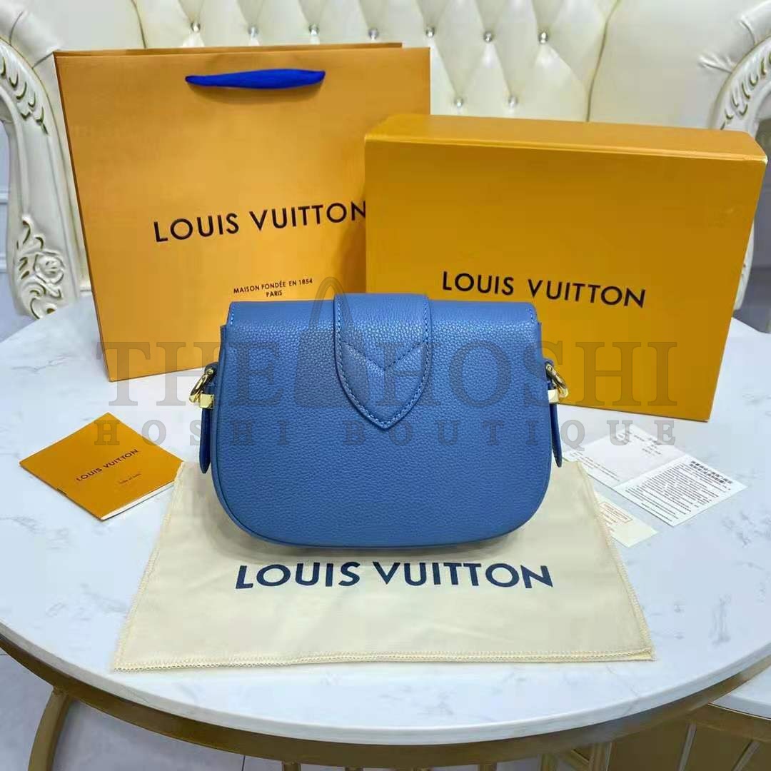 L0vis Vvtt0n LV Women LV Pont 9 Soft MM Handbag Bleu Général Rouge Grained Calfskin Master Quality
