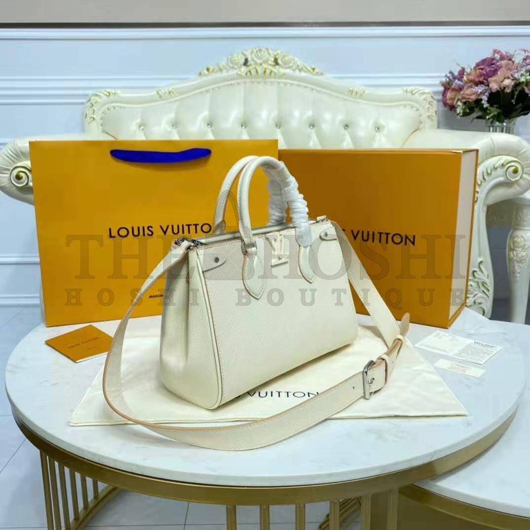 L0vis Vvtt0n LV Women Grenelle Tote MM Bag Galet Gray Epi Grained Cowhide Leather Master Quality