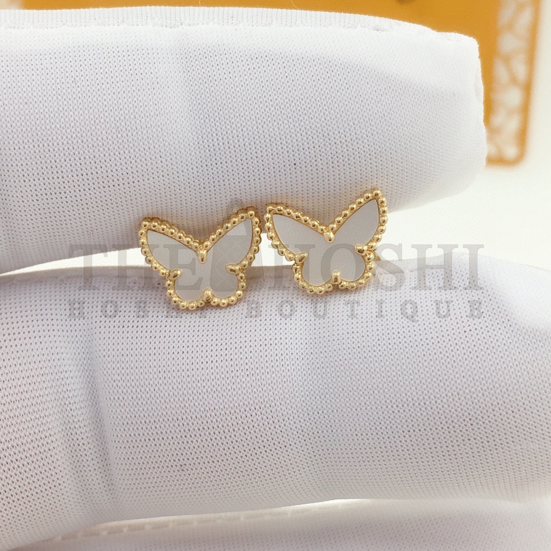 V*n Cl**f & Arpels Butterfly Earrings, Sweet Alhambra butterfly earstuds Master Quality