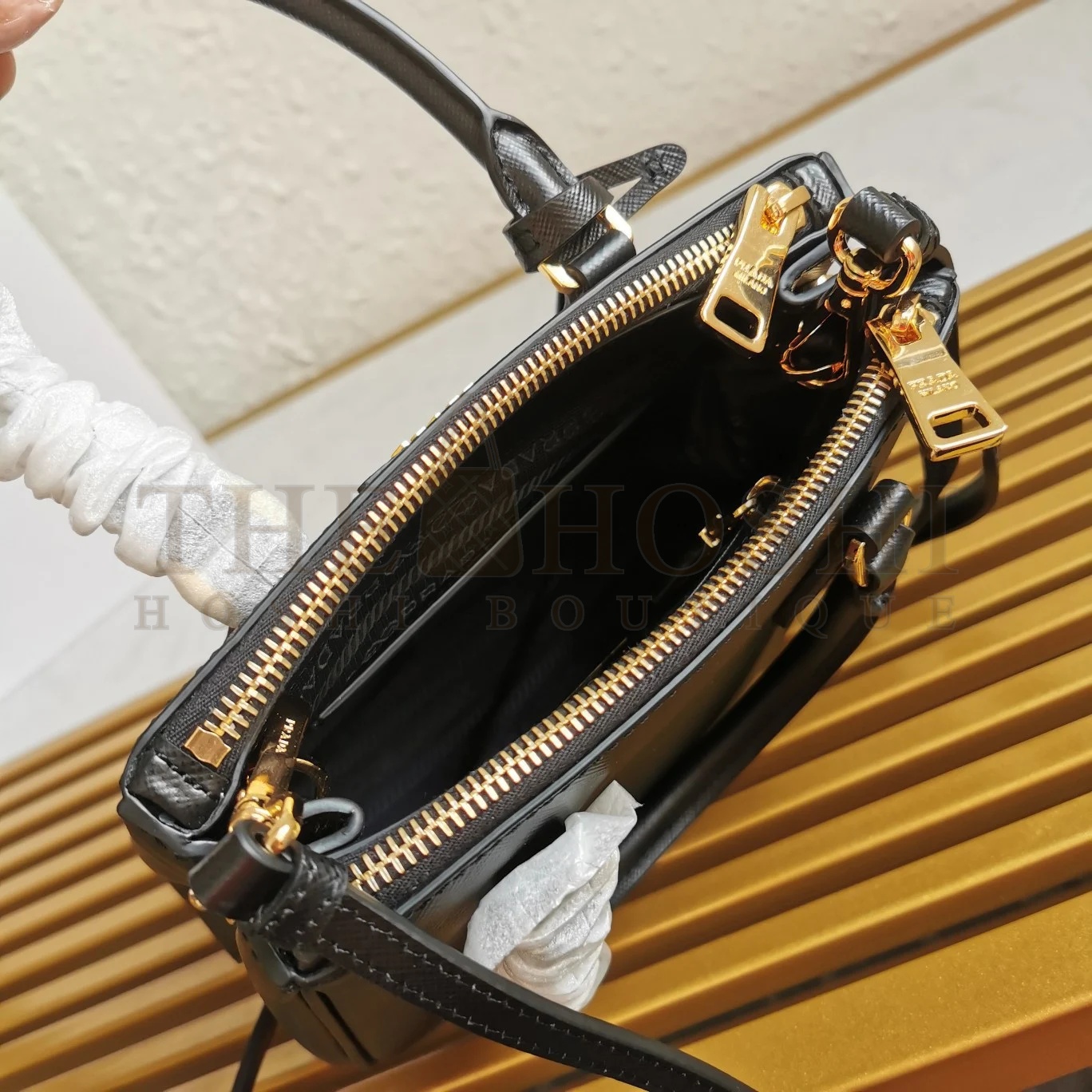 Pra*a Mini Galleria Bag In Black Saffiano Leather Master Quality