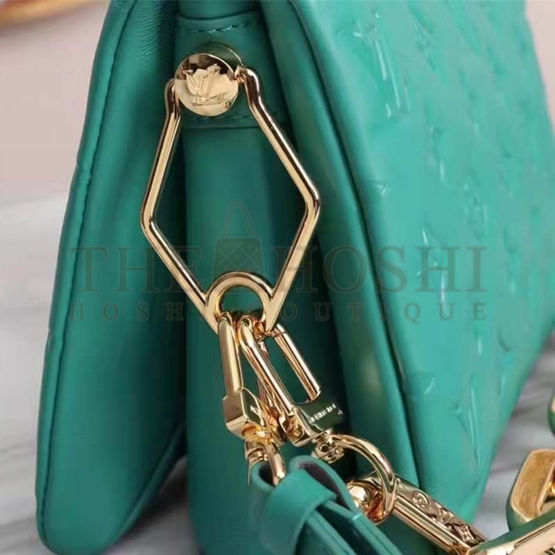 L0vis Vvtt0n LV Women Coussin BB Handbag Emerald Monogram Embossed Puffy Lambskin Master Quality