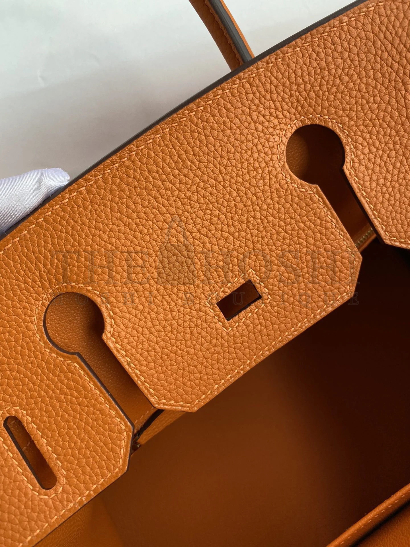 H**me5 Birkin 25 Retourne Handmade Bag In Orange Clemence Leather Master Quality