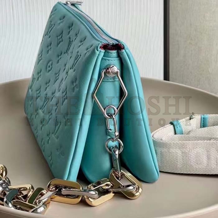 L0vis Vvtt0n LV Women Coussin PM Handbag Azure Blue Lambskin Calfskin Cowhide Leather Master Quality