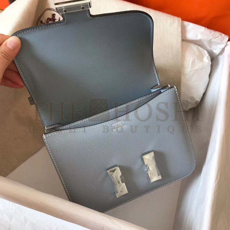 H**me5 Mini Constance 18cm Epsom Blue Lin Bag Master Quality