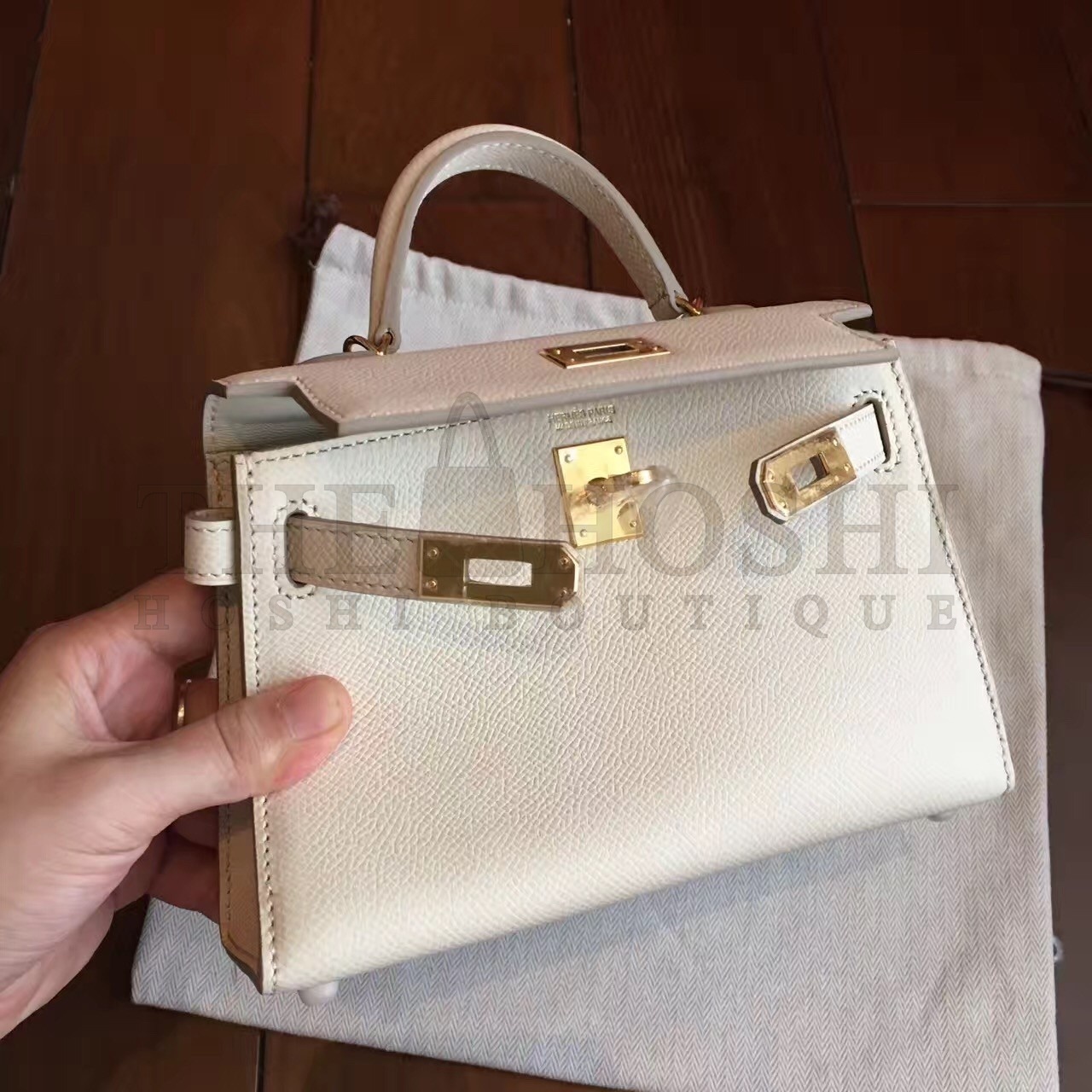 H**me5 White Epsom Kelly Mini II Handmade Bag Master Quality