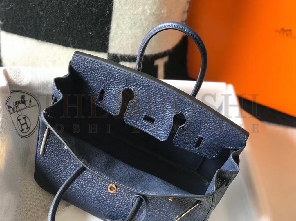 H**me5 Birkin 25 Bag In Navy Blue Clemence Leather with GHW Master Quality