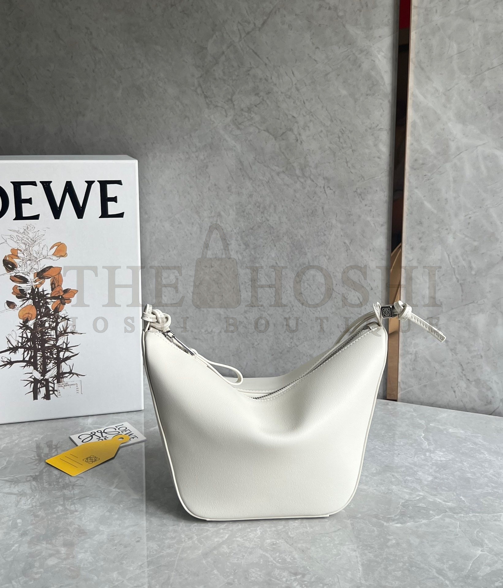 L0ew* Mini Hammock Hobo Bag in White Calfskin Master Quality