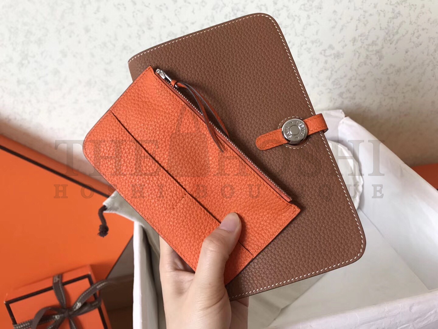 H**me5 Bicolor Dogon Duo Wallet In Brown/Orange Leather Master Quality