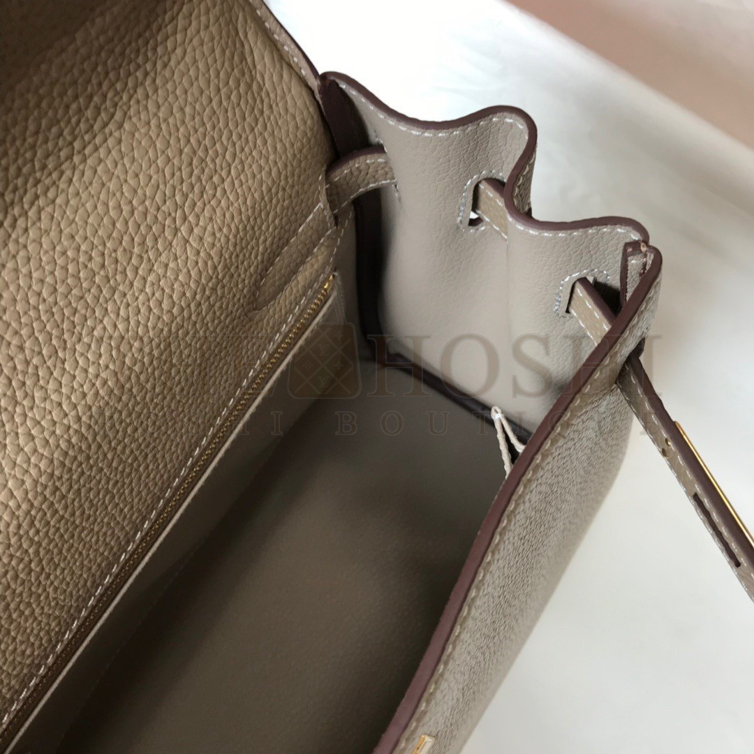 H**me5 Kelly 32cm Retourne Bag in Tourterelle Clemence Leather GHW Master Quality