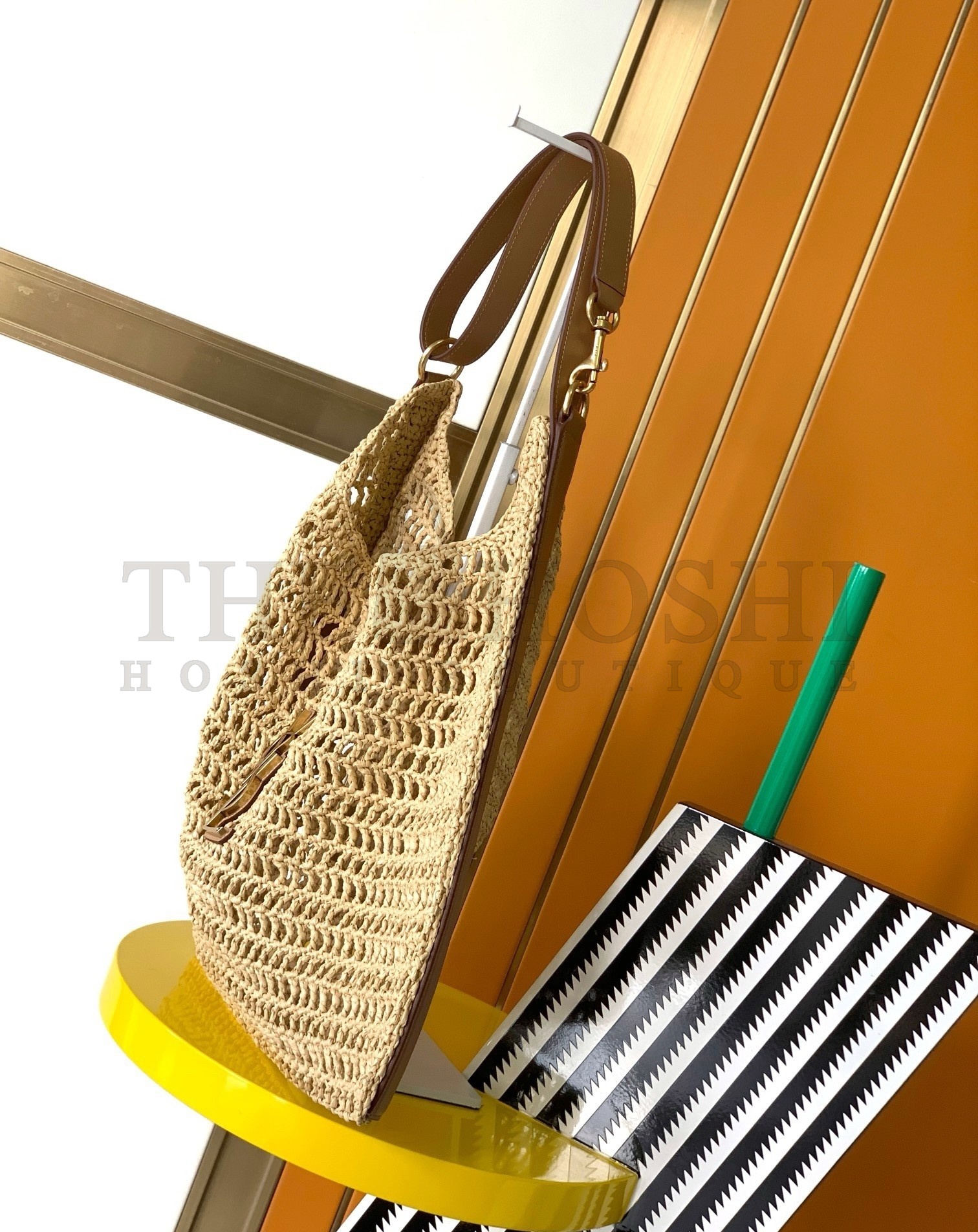 Sa1nt Lau*nt Oxalis Shoulder Bag in Naturel Raffia Master Quality