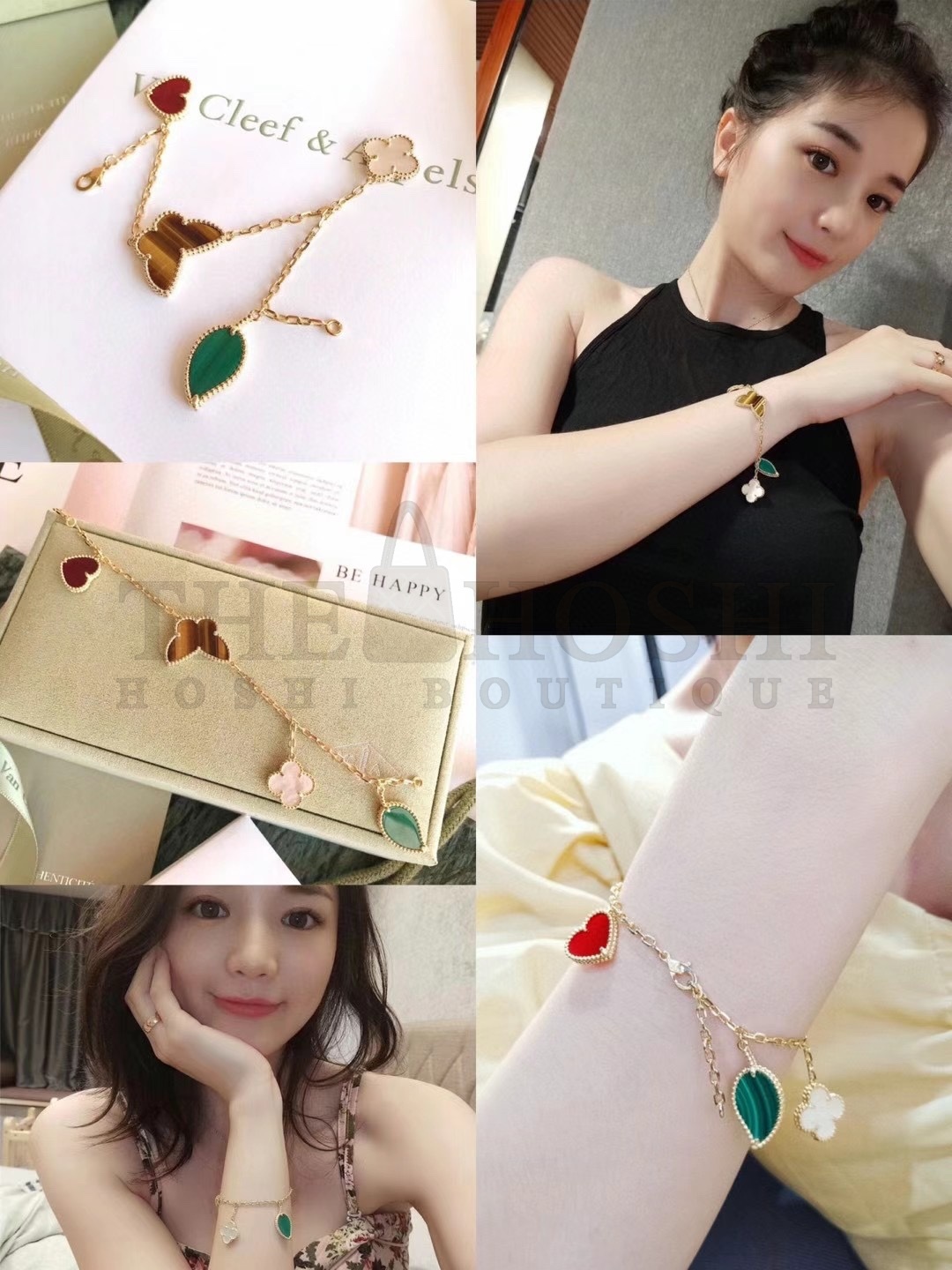 V*n Cl**f & Arpels Flower Bracelet, Lucky Alhambra bracelet, 4 motifs Master Quality