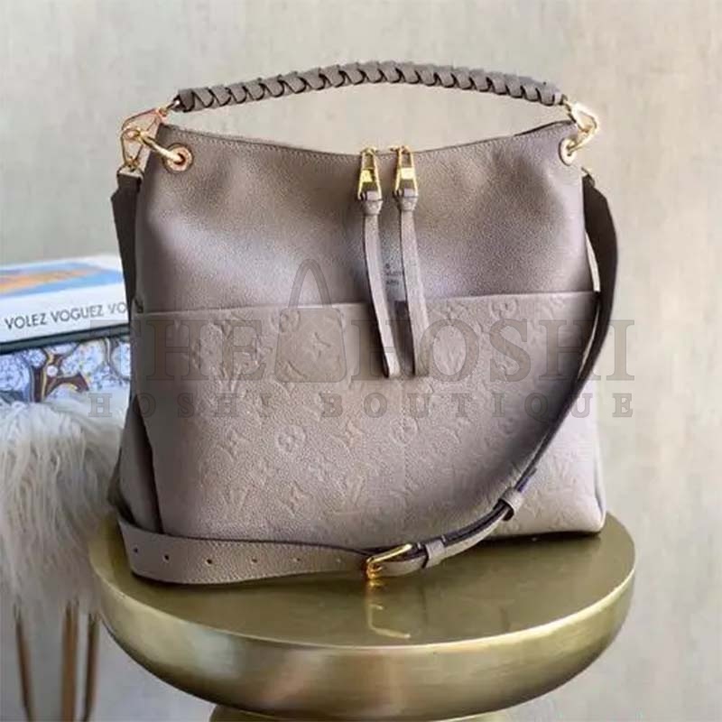 L0vis Vvtt0n LV Women Maida Hobo Handbag Tourterelle Gray Embossed Grained Cowhide Master Quality