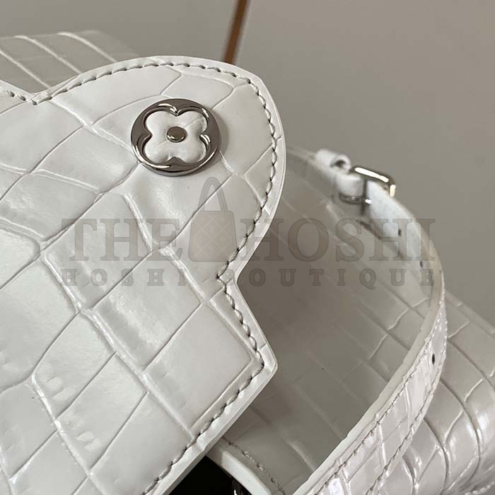 L0vis Vvtt0n LV Women Capucines Mini Handbag White Brilliant Crocodilien Leather Master Quality