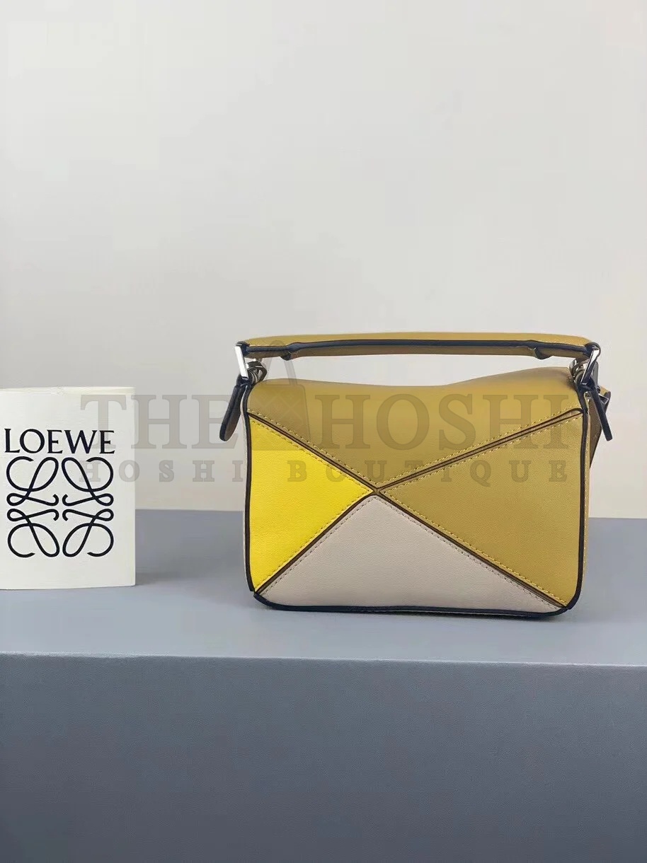 L0ew* Puzzle Mini Bag In Ochre/White/Yellow Calfskin Master Quality