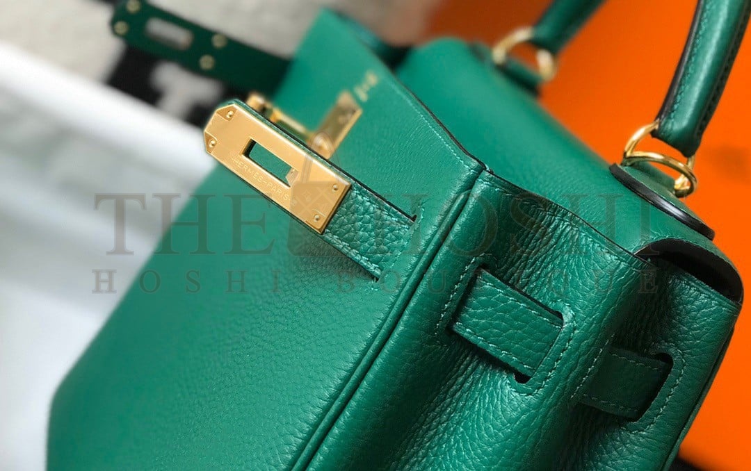 H**me5 Kelly 25cm Retourne Bag in Malachite Clemence Leather GHW Master Quality