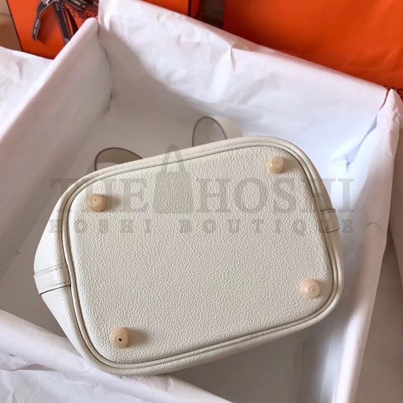 H**me5 White Picotin Lock MM 22cm Handmade Bag Master Quality