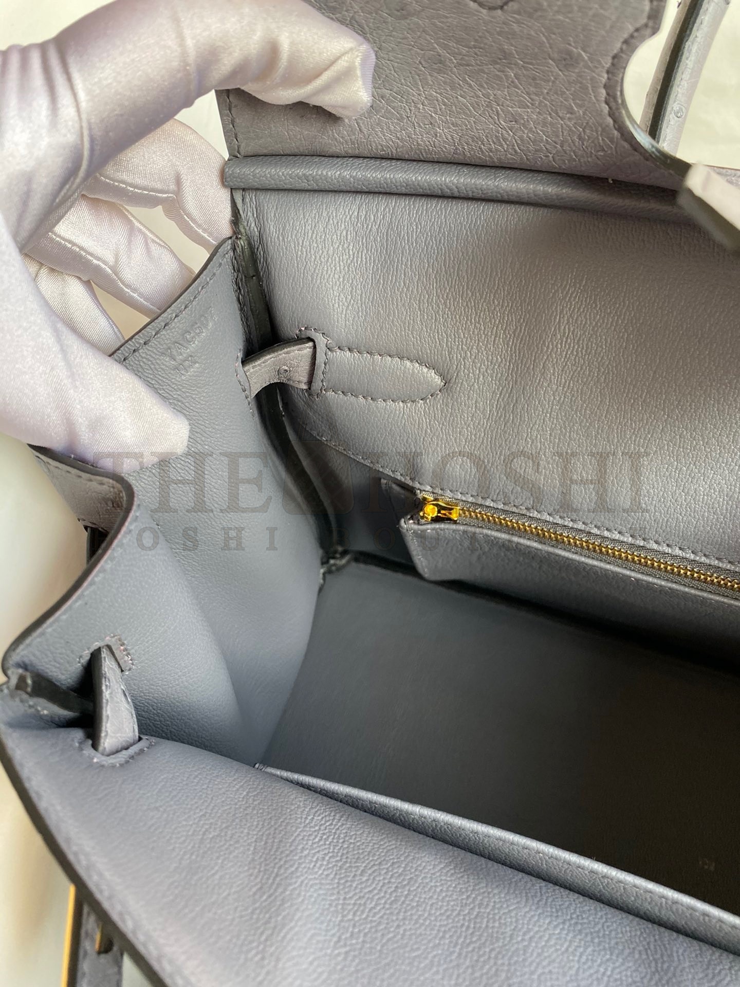 H**me5 Birkin 30 Retourne Handmade Bag In Gris Asphalt Ostrich Leather Master Quality