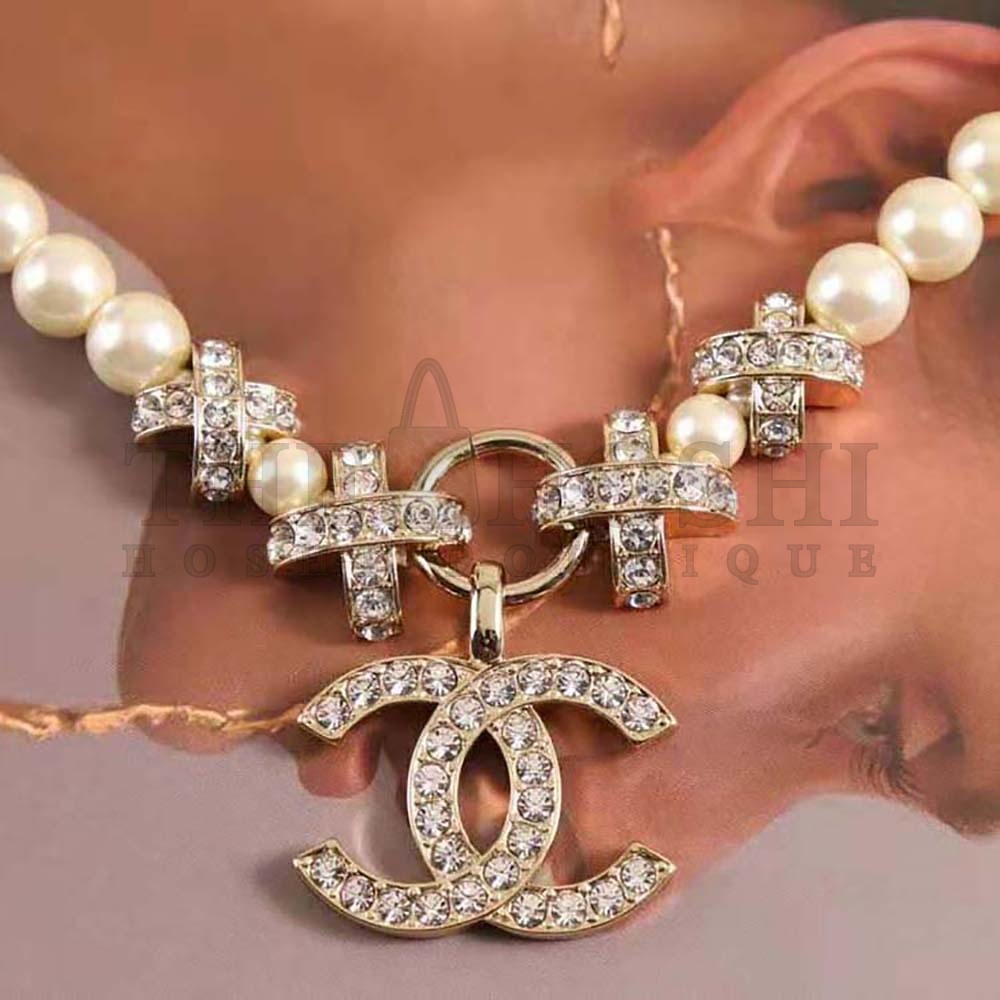 Ch**el Women Pendant Earrings in Metal Glass Pearls & Strass Master Quality