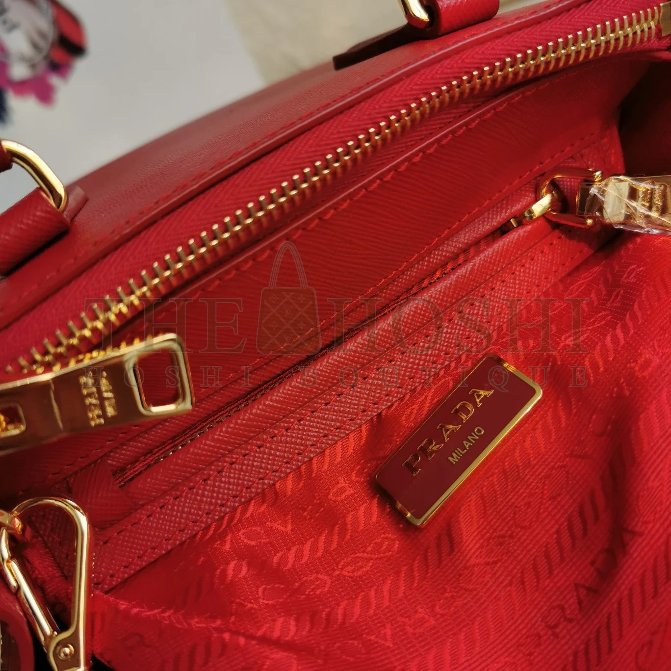 Pra*a Mini Galleria Bag In Red Saffiano Leather Master Quality