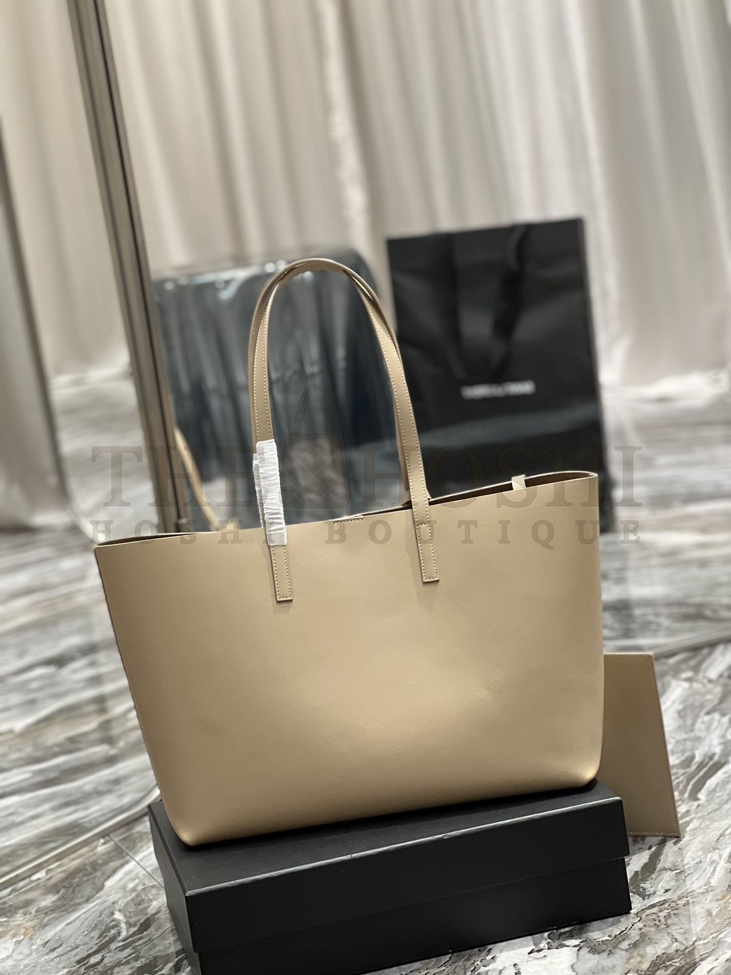 Sa1nt Lau*nt Y51 Women Shopping Sa1nt Lau*nt Tote Black Leather and light brown 38×28×13cm Master Quality