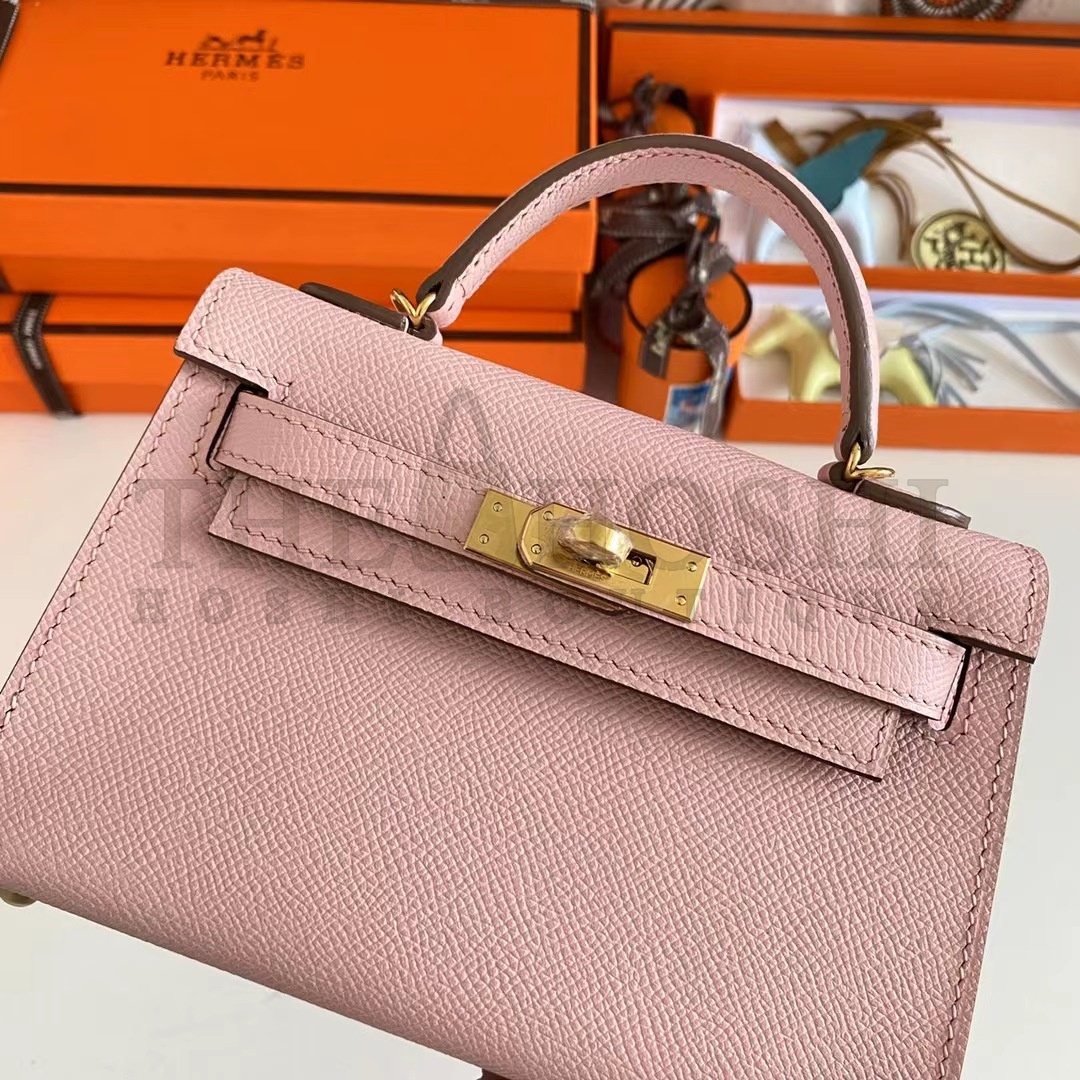 H**me5 Women Mini Kelly 20 Bag Epsom Leather Gold Hardware-Pink Master Quality