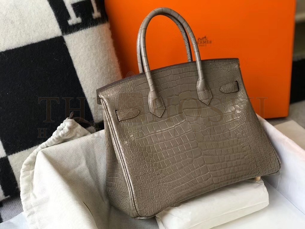 H**me5 Birkin 30cm Bag In Taupe Embossed Crocodile Leather Master Quality
