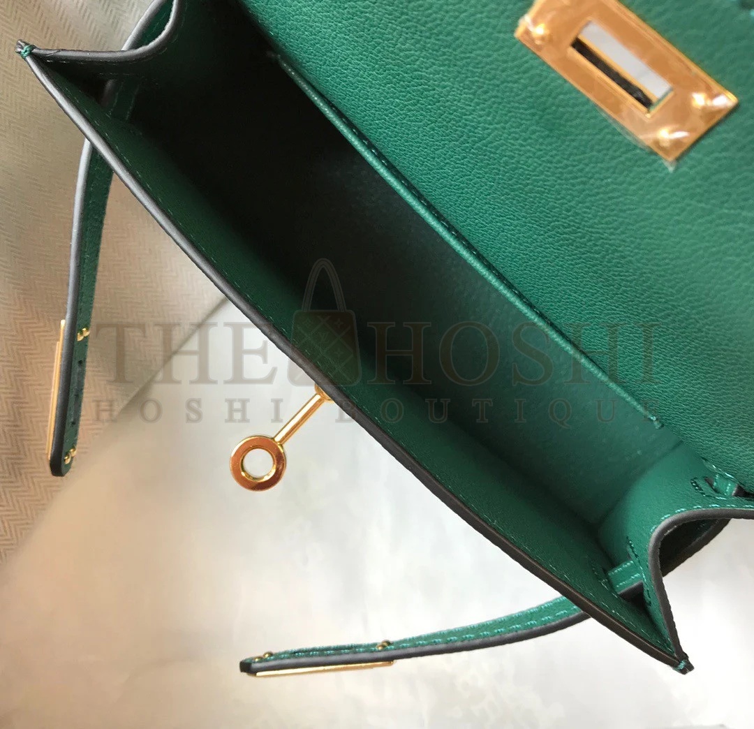 H**me5 Kelly Mini II Sellier Bag In Vert Vertigo Epsom Leather Master Quality