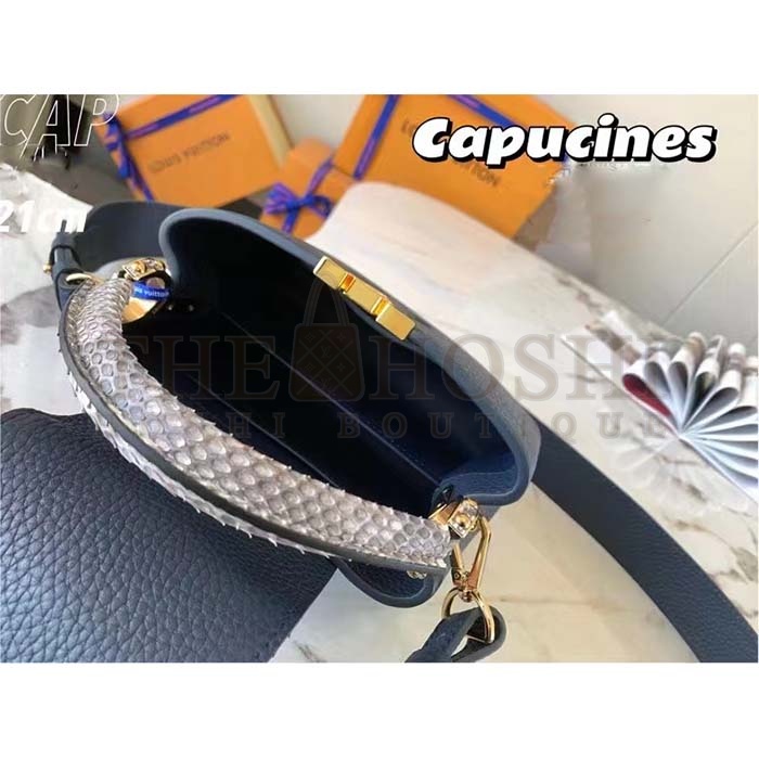 L0vis Vvtt0n LV Women Capucines Mini Handbag Navy Taurillon Leather Python Skin Master Quality